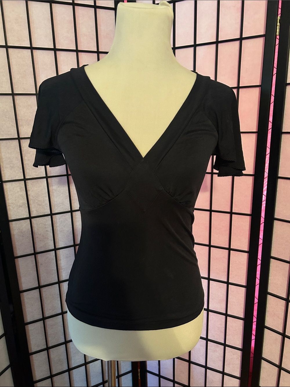 The Limited Black V-Neck Short Sleeve Top
